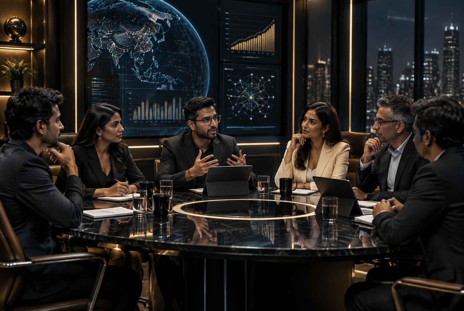 Indian founders and business leaders discussing AI around a table